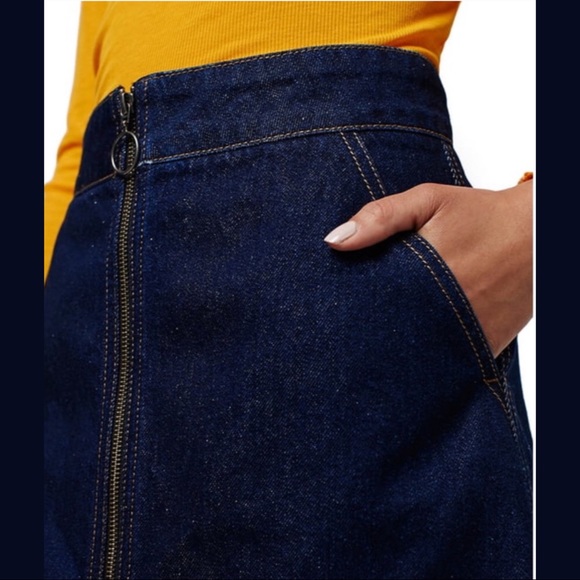 Topshop Moto Full Zip Denim Mini Skirt - Picture 6 of 16